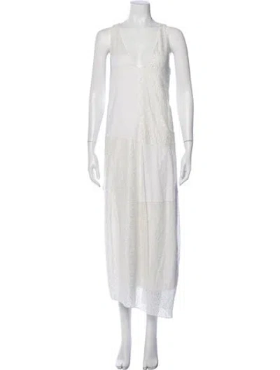 Pre-owned Tibi Lace Pattern Long Dress In White