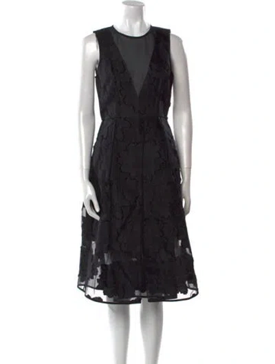 Pre-owned Tibi Lace Pattern Midi Length Dress In Black