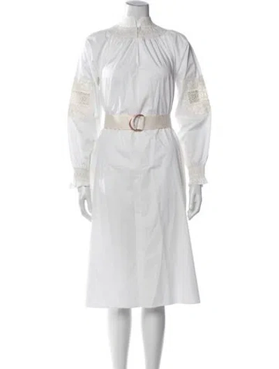 Pre-owned Tibi Lace Pattern Midi Length Dress In White