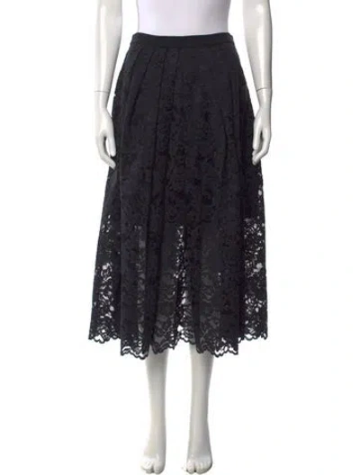 Pre-owned Tibi Lace Pattern Midi Length Skirt In Black