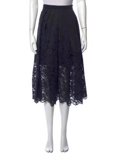 Pre-owned Tibi Lace Pattern Midi Length Skirt In Black