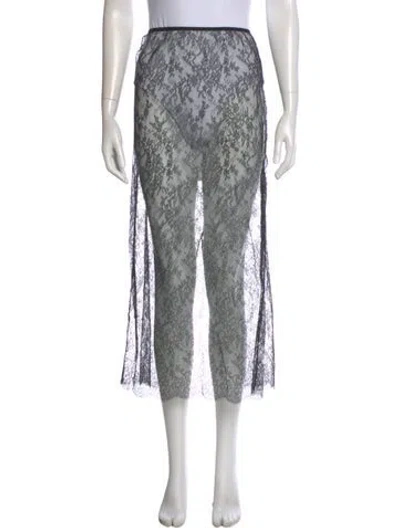 Pre-owned Tibi Lace Pattern Midi Length Skirt W/ Tags In Silver