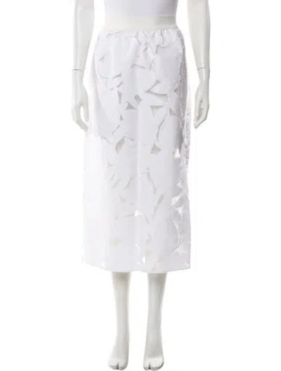 Pre-owned Tibi Lace Pattern Midi Length Skirt In White