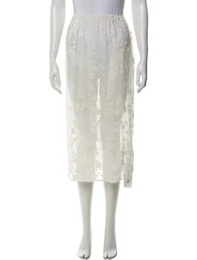 Pre-owned Tibi Lace Pattern Midi Length Skirt In White