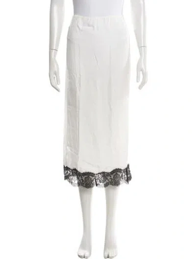 Pre-owned Tibi Lace Pattern Midi Length Skirt In White
