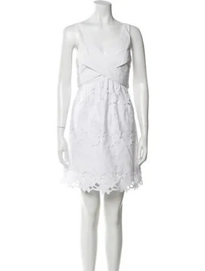 Pre-owned Tibi Lace Pattern Mini Dress In White