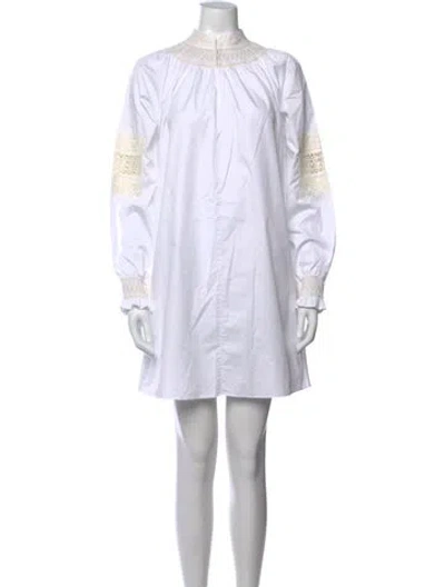 Pre-owned Tibi Lace Pattern Mini Dress In White