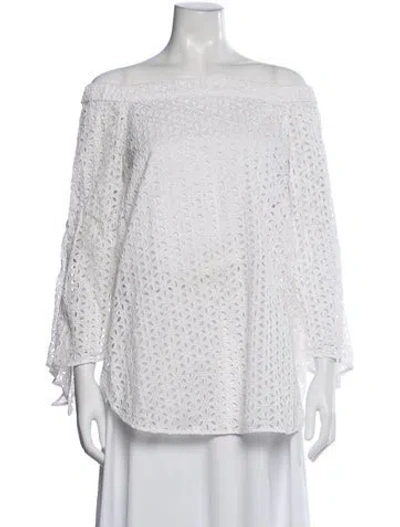 Pre-owned Tibi Lace Pattern Off-the-shoulder Blouse In White