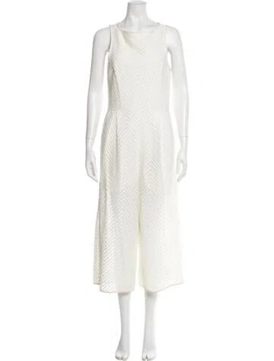 Pre-owned Tibi Lace Pattern Scoop Neck Jumpsuit In White