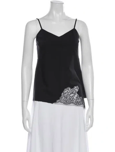 Pre-owned Tibi Lace Pattern V-neck Top W/ Tags In Blue