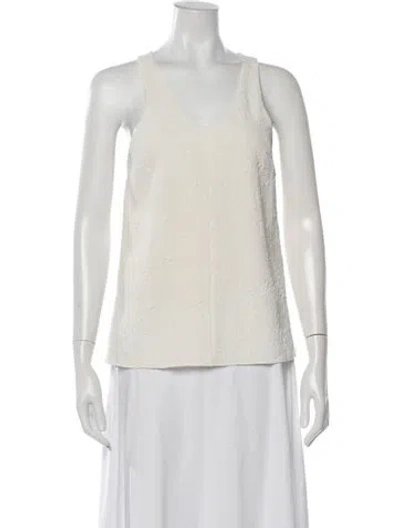Pre-owned Tibi Lace Pattern V-neck Top In White