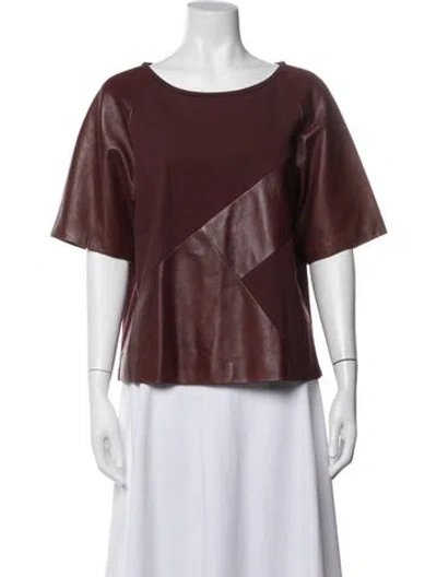 Pre-owned Tibi Lamb Leather Crew Neck Top In Red