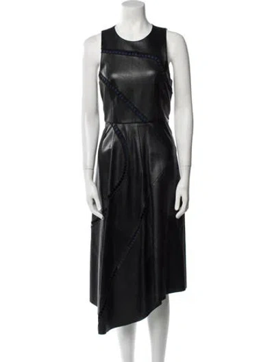 Pre-owned Tibi Lamb Leather Long Dress In Black