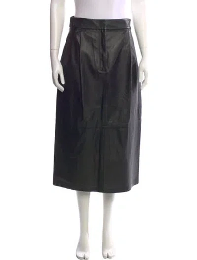 Pre-owned Tibi Lamb Leather Midi Length Skirt In Black
