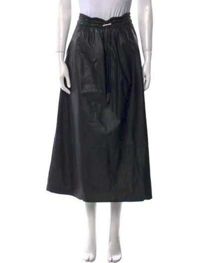 Pre-owned Tibi Lamb Leather Midi Length Skirt In Black