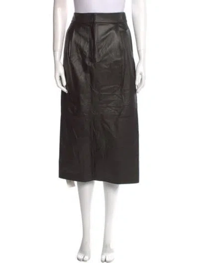 Pre-owned Tibi Lamb Leather Midi Length Skirt In Black