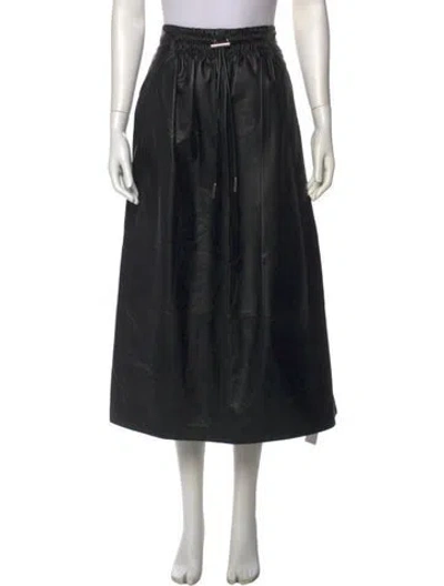 Pre-owned Tibi Lamb Leather Midi Length Skirt In Black