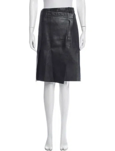 Pre-owned Tibi Lamb Leather Midi Length Skirt In Black