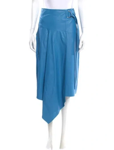 Pre-owned Tibi Lamb Leather Midi Length Skirt In Blue