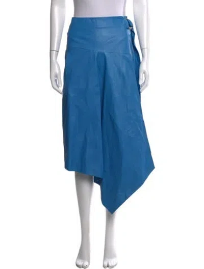 Pre-owned Tibi Lamb Leather Midi Length Skirt In Blue