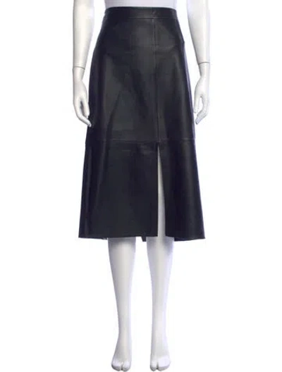Pre-owned Tibi Lamb Leather Midi Length Skirt In Blue