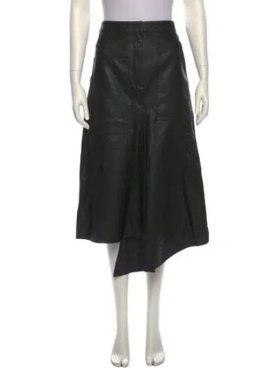 Pre-owned Tibi Lamb Leather Midi Length Skirt In Gray