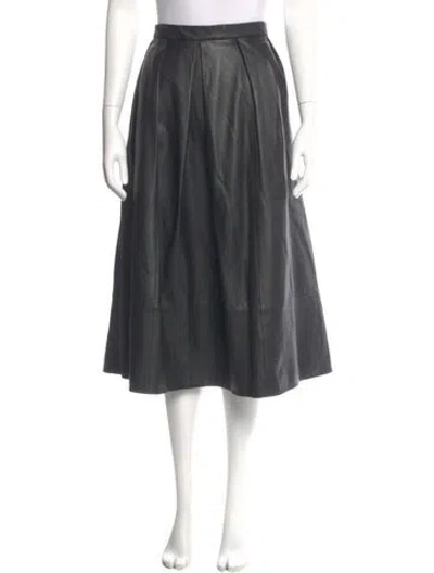 Pre-owned Tibi Lamb Leather Midi Length Skirt In Gray