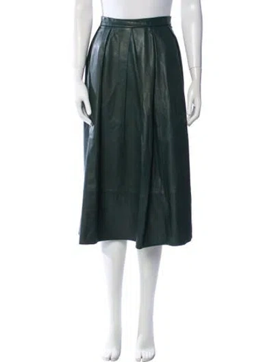 Pre-owned Tibi Lamb Leather Midi Length Skirt In Green