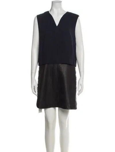 Pre-owned Tibi Lamb Leather Mini Dress In Blue