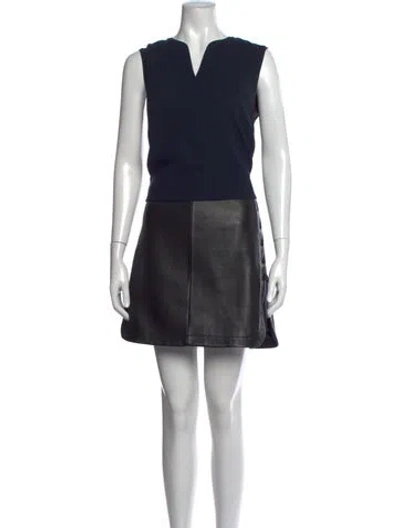 Pre-owned Tibi Lamb Leather Mini Dress In Blue
