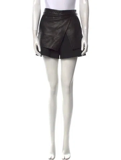 Pre-owned Tibi Lamb Leather Mini Shorts In Black