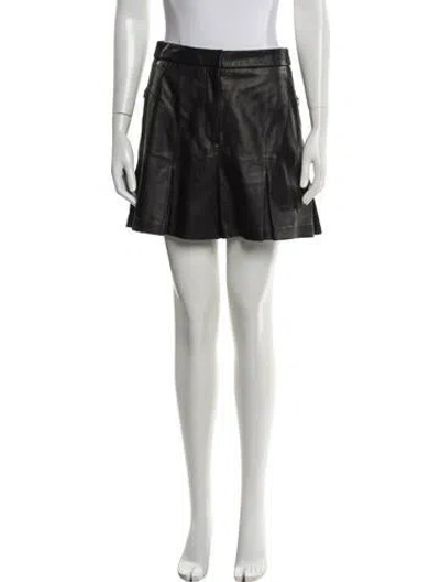 Pre-owned Tibi Lamb Leather Mini Shorts In Black