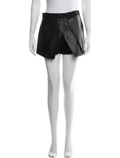 Pre-owned Tibi Lamb Leather Mini Shorts In Black