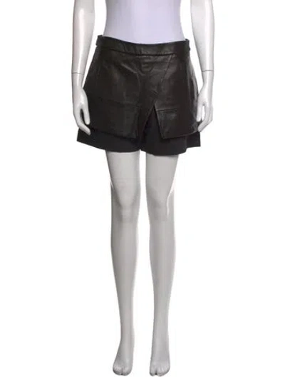 Pre-owned Tibi Lamb Leather Mini Shorts In Black