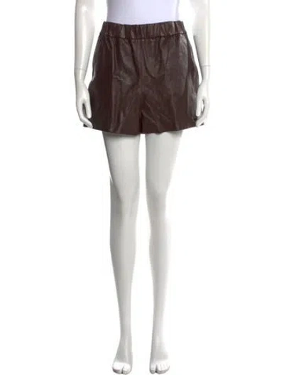 Pre-owned Tibi Lamb Leather Mini Shorts In Brown