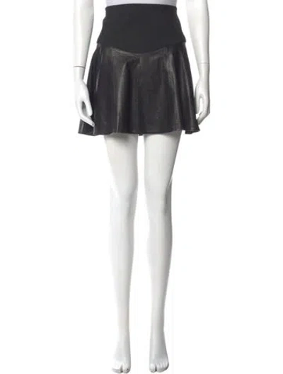 Pre-owned Tibi Lamb Leather Mini Skirt In Black