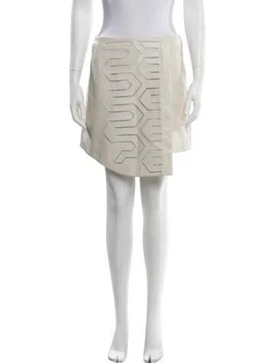 Pre-owned Tibi Lamb Leather Mini Skirt In Neutrals