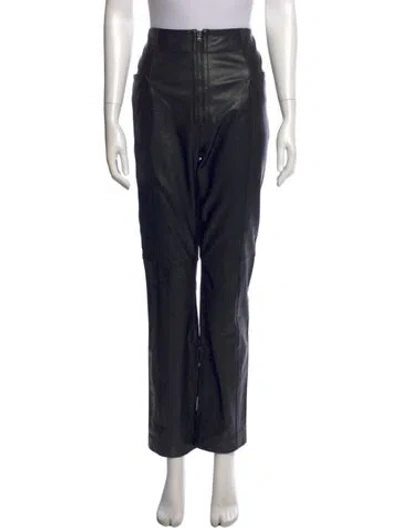 Pre-owned Tibi Lamb Leather Straight Leg Pants In Black
