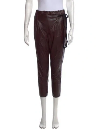 Pre-owned Tibi Lamb Leather Straight Leg Pants In Brown