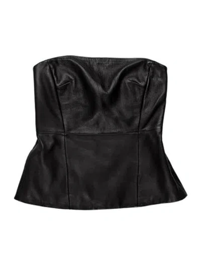 Pre-owned Tibi Lamb Leather Strapless Top In Gray