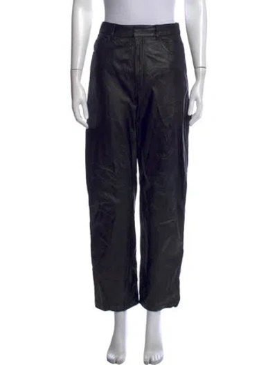 Pre-owned Tibi Lamb Leather Wide Leg Pants In Black