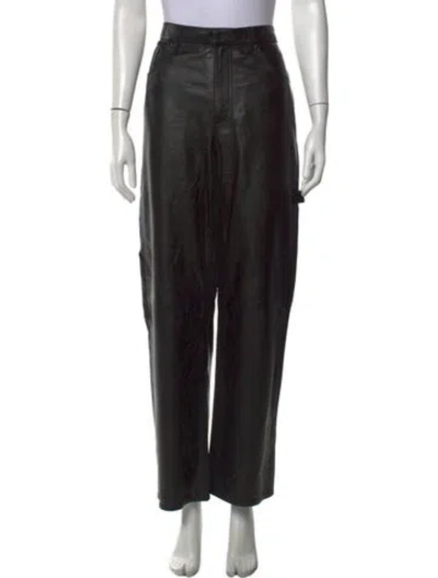 Pre-owned Tibi Lamb Leather Wide Leg Pants In Black