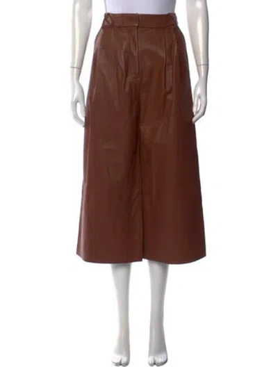 Pre-owned Tibi Lamb Leather Wide Leg Pants In Brown