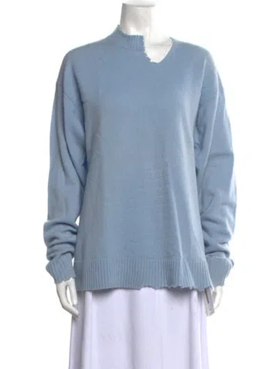 Pre-owned Tibi Lambswool Crew Neck Sweater In Blue