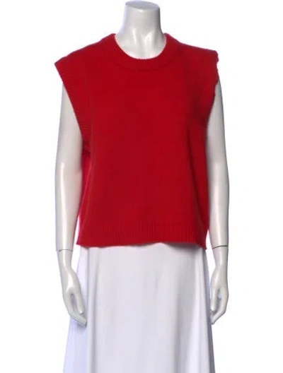 Pre-owned Tibi Lambswool Crew Neck Sweater In Red