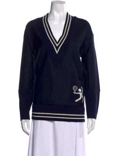 Pre-owned Tibi Lambswool Graphic Print Sweater In Black