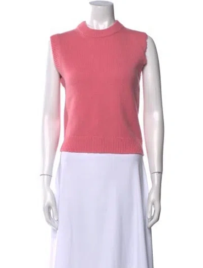 Pre-owned Tibi Lambswool Mock Neck Top In Red