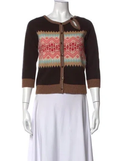 Pre-owned Tibi Lambswool Patterned Sweater In Brown