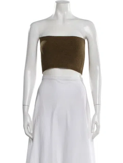Pre-owned Tibi Lambswool Strapless Crop Top In Green
