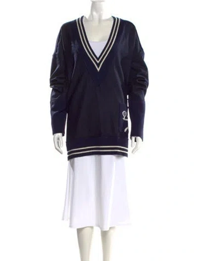 Pre-owned Tibi Lambswool Striped Blouse In Blue